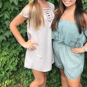 Grey Forever 21 lace up dress